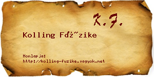 Kolling Füzike névjegykártya